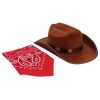Kit de Acessórios Cowboy Chapéu + Bandana BROWN JUNIOR COWBOY HAT AND BANDANA SET