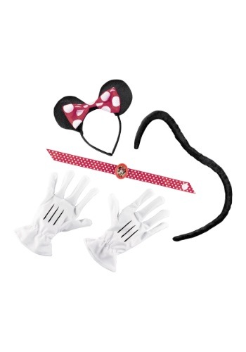 Kit de Acessórios Minnie Mouse Orelhas de Personagem + Gargantilha c / Personagem Cameo + Luvas  + Rabo RED MINNIE MOUSE KIT