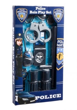 Kit de Acessórios Oficial Policia Algemas com chaves + Carteira Walkie talkie + Oculos escuros + Crachá + Binóculos DEPUTY POLICE OFFICER PLAY KIT Bastão