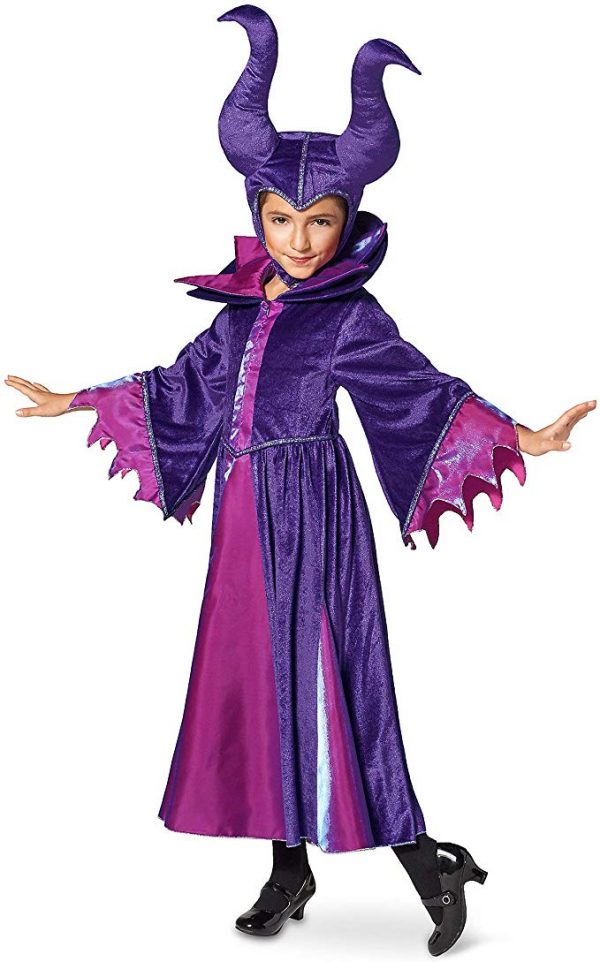 Fantasia Malévola Infantil Elite Luxo Disney Maleficent Costume for Kids Sleeping Beauty Purple