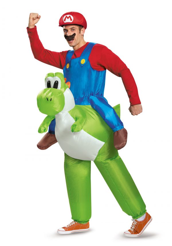 Fantasia de Mario Bross e Yoshi para adultos -Mario Riding Yoshi Adult Costume