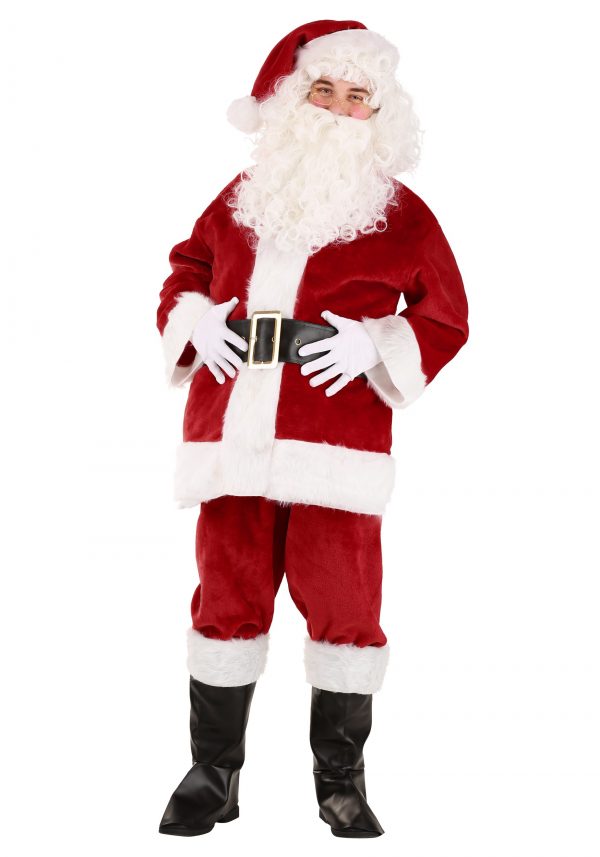 Fantasia Papai Noel- Deluxe Red Santa Claus Costume for Adults