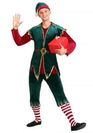 Fantasia  masculino de luxo de Elfo- Men’s Deluxe Holiday Elf Costume