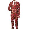 Terno masculino vermelho de Natal boneco de neve – Men’s OppoSuits Red Christmas Costume Suit