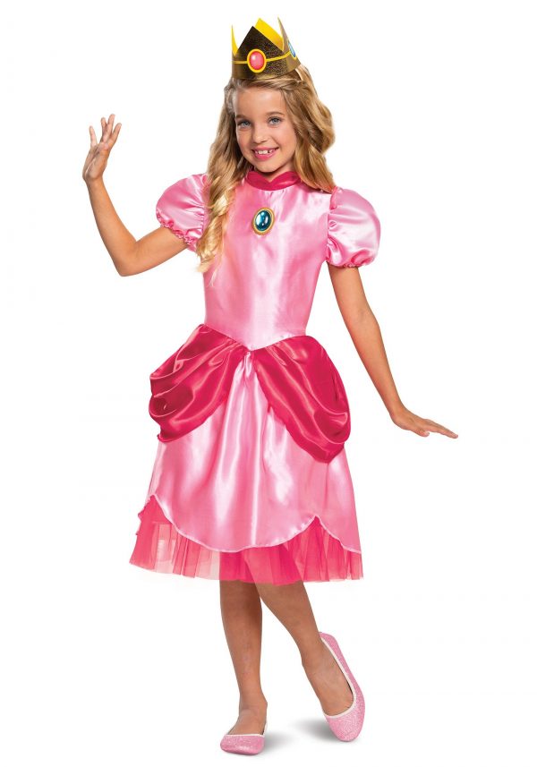 Fantasia Super Mario Princesa Pêssego – Super Mario Classic Princess Peach Costume for Girls