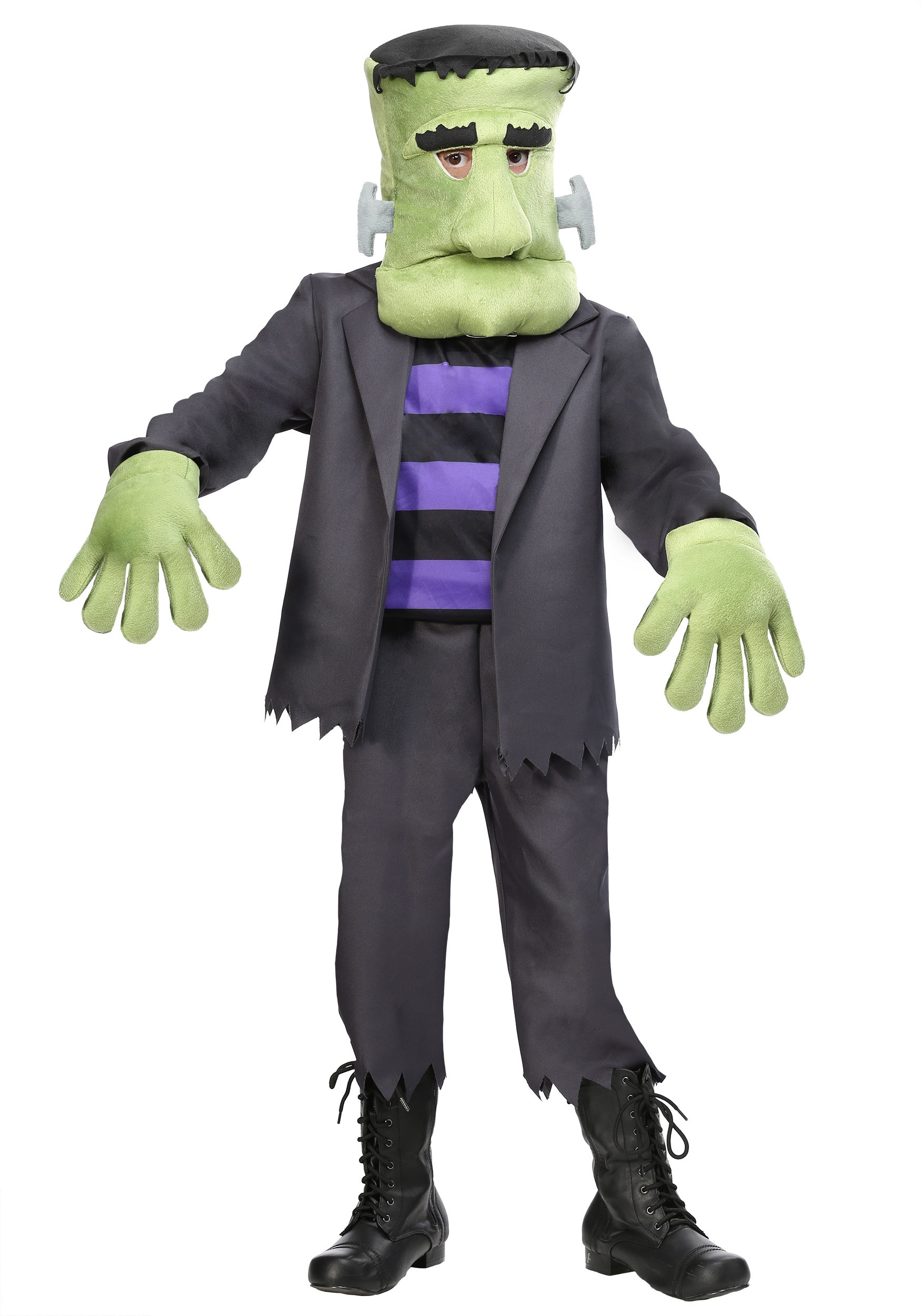Fantasia de Halloween Adulto Masculino Frankenstein Monstro Verde Com Gorro