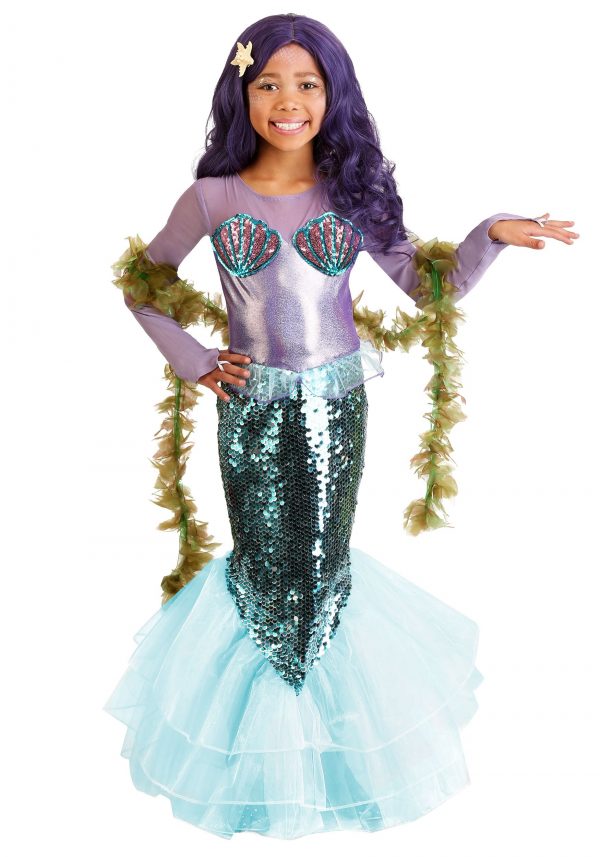 Fantasia de sereia roxa para menina – Girl’s Pretty Purple Mermaid Costume