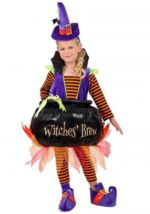 Fantasia de bruxa com caldeirão de apanhador de doces- Candy Catcher Cauldron Witch Costume for Toddlers