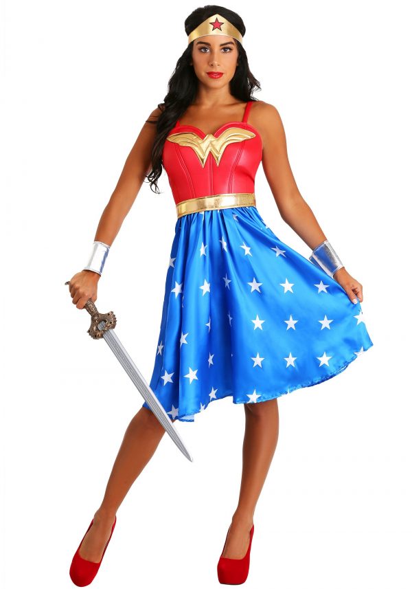 Fantasia Mulher Maravilha de vestido Plus Size -Deluxe Plus Size Long Dress Wonder Woman Costume