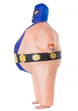 Fantasia de lutador de Sumô inflável para uma criança – Inflatable Blue Wrestler Costume for a Child