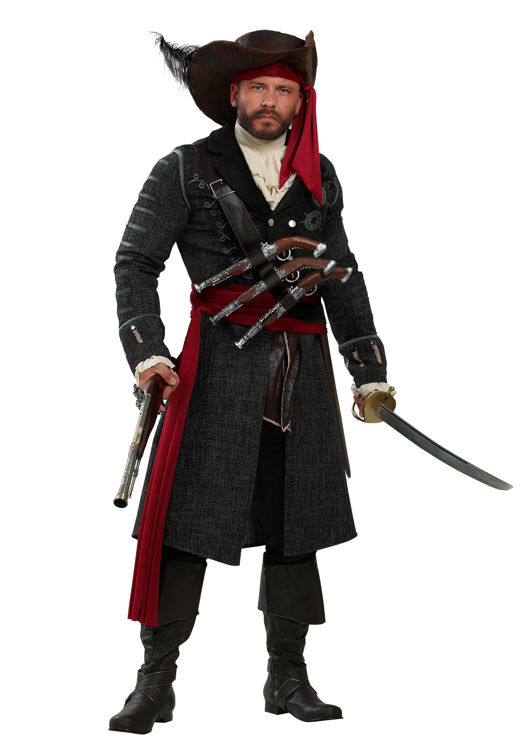 Fantasia masculino de pirata do barba negra - Men's Blackbeard Pirate