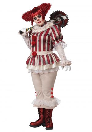 Fantasia feminina de palhaço sádico -Women’s Plus Size Sadistic Clown Costume