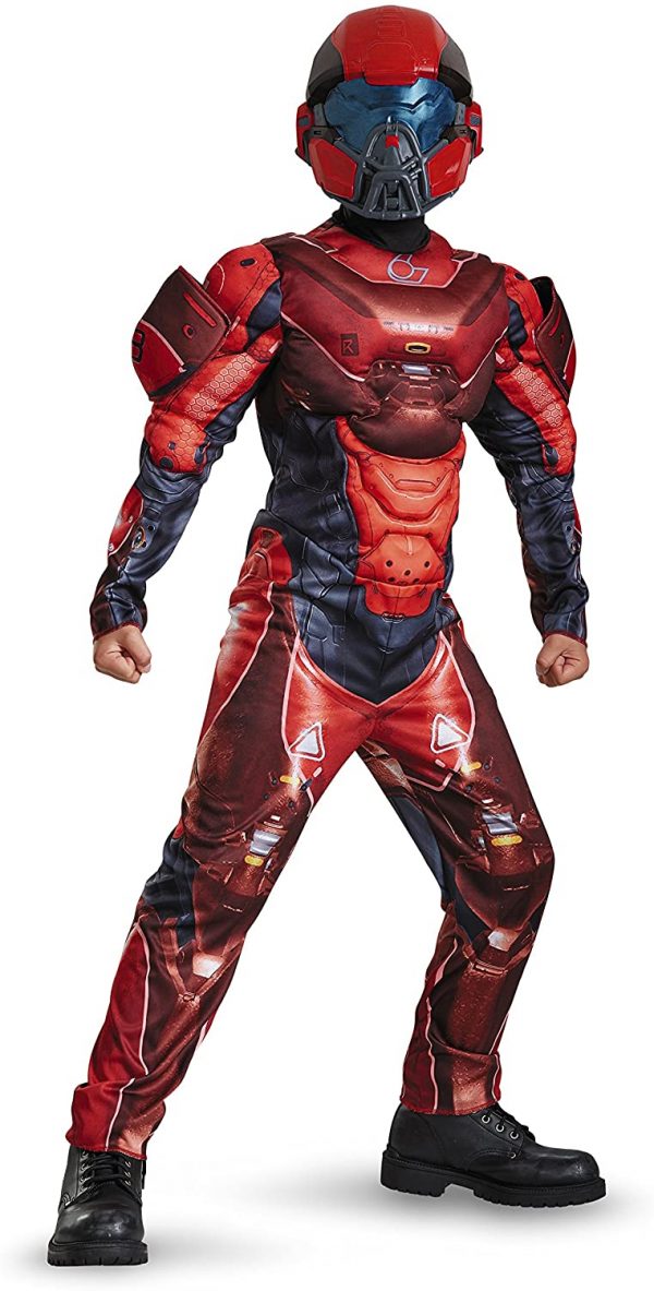 Fantasia clássica de halo muscular Red Spartan Microsoft – Classic Red Spartan Microsoft muscle halo costume