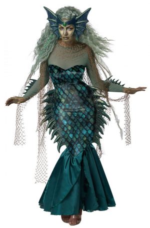 Fantasia de adulto de  Sereia Sirene do mar escuro –  Dark Sea Siren Adult Costume
