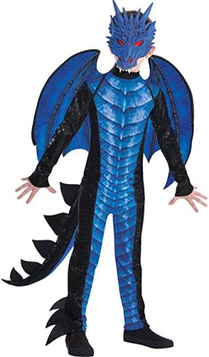 Fantasia Infantil de Dragão preto e Azul – Black and Blue Dragon Children’s Costume