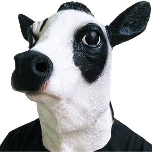 Máscara de cabeça de vaca de látex -Latex Cow Head Mask Milk Cow Farm Animal Moo Halloween Costume Party Masquerade Cosplay Party Fancy Dress