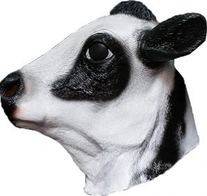 Máscara de cabeça de vaca de látex -Latex Cow Head Mask Milk Cow Farm Animal Moo Halloween Costume Party Masquerade Cosplay Party Fancy Dress