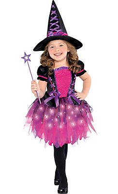 Fantasia de bruxa iluminada para meninas – Girls Light-Up Sparkle Witch Costume