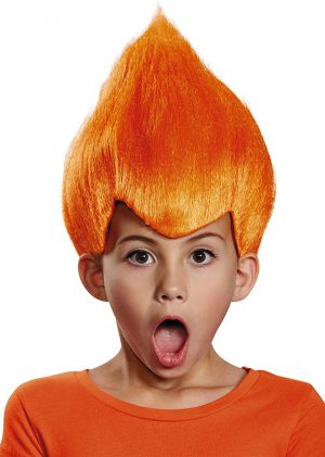 Peruca infantil laranja tamanho único – Orange wig for children, one size