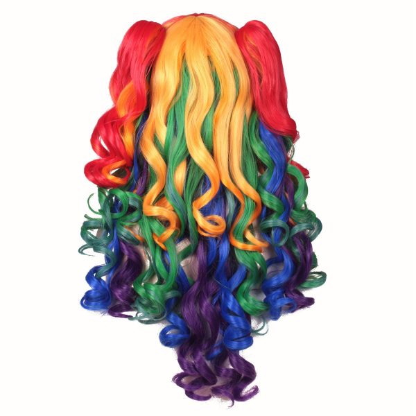 Peruca Cosplay Long Curly ColorGround com 2 rabos de cavalo, tamanho único