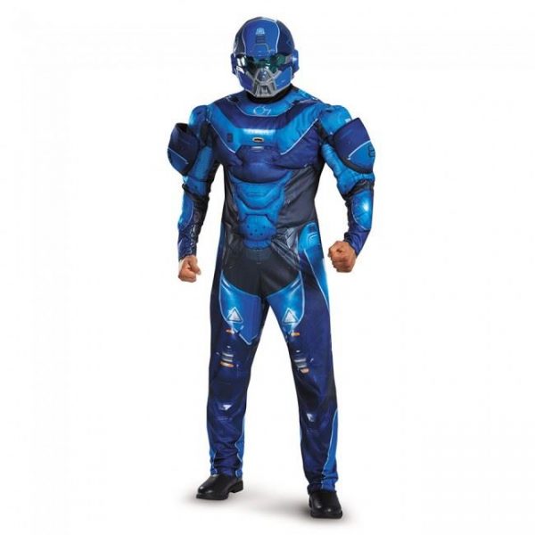 Fantasia de homem adulto azul espartano musculoso – Adult Blue Spartan Muscle Men Costume