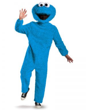 Fantasia de monstro de biscoito de pelúcia prestígio adulto – Adult Prestige Plush Cookie Monster Costume