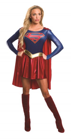 Fantasia de supergirl mulher adulta -Adult Supergirl Woman American Hero Costume