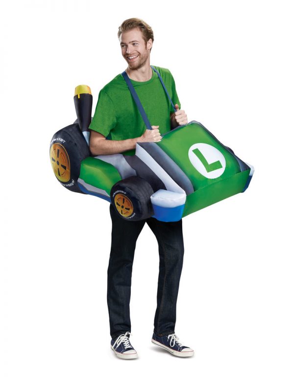 Fantasia inflável adulto Luigi Kart –  Adult Luigi Kart Inflatable Costume