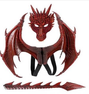 Fantasia de Dragão com Mascara, Asas e Cauda – Dragon Costume with Mask, Wings and Tail