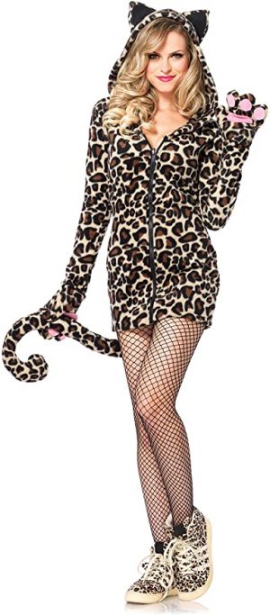 Fantasia feminino com capuz de leopardo na Leg Avenue –  leopard hooded hat on Leg Avenue