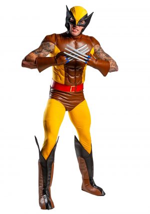Fantasia Wolverine X Men Luxo com Músculo Adulto Novo – X-Men Adult Wolverine Brown Costume
