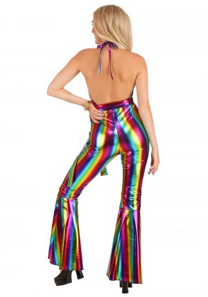 Fantasia de disco ARCO IRIS  Rave para mulheres – Rainbow Rave Disco Costume for Women
