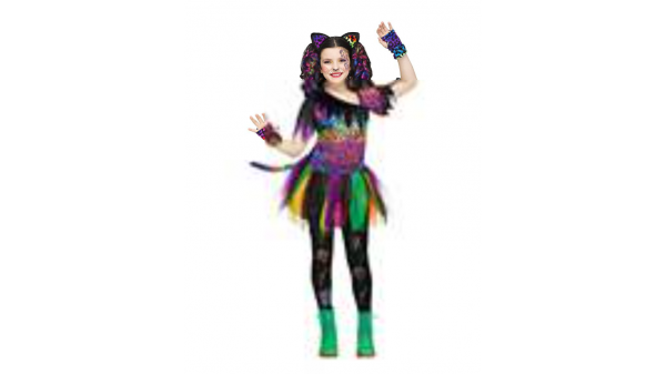 Fantasia de gato arco-íris selvagem infantil – Kids Wild Rainbow Cat Costume