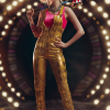 Fantasia de macacão dourado Harley Quinn feminino – Harley Quinn Women’s Gold Overalls Costume
