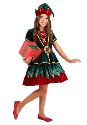 Fantasia feminina de elfo de Natal de luxo – Girl’s Deluxe Christmas Elf Costume