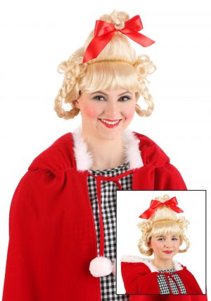 Peruca de Natal com Laço Vermelho – Christmas Girl Wig With Red Bow