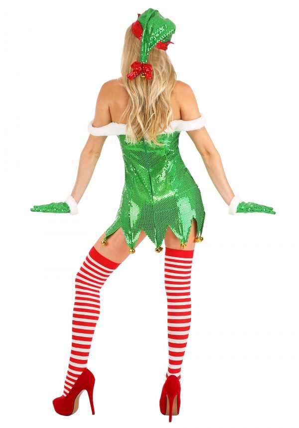 Fantasia feminino sexy de elfo com brilho verde – Women’s Sexy Green Glitter Elf Costume