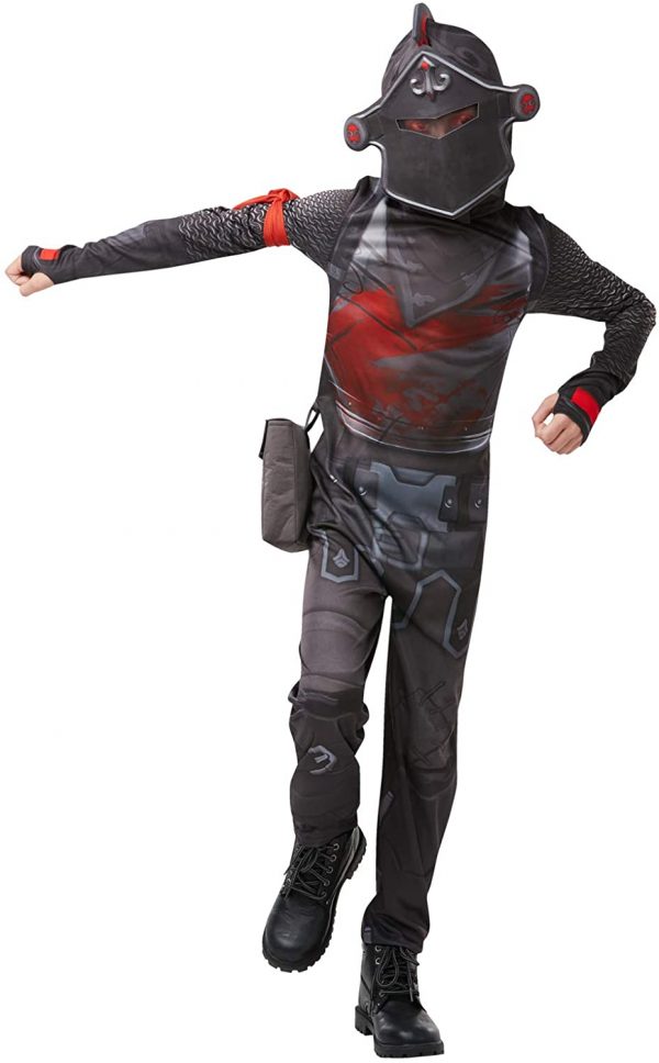 Fantasia Macacão Fortnite Black Knight  com Máscara e Acessórios – Fortnite Black Knight Costume Jumpsuit with Mask and Accessories