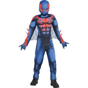 Fantasia muscular masculino de Homem Aranha 2099 –  Boys Spider Man 2099 Muscle Costume