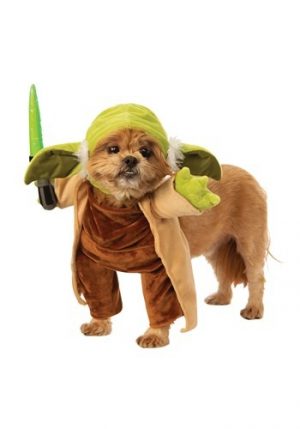 fantasia de sabre de luz para cães Star Wars Yoda – Star Wars Walking Yoda with Lightsaber Costume for Dogs