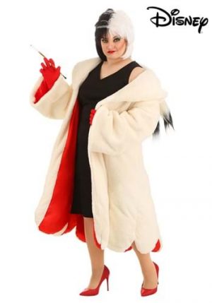 Fantasia Cruella De Vil para mulheres Plus Size 101 dálmatas da Disney – Cruella De Vil Coat Costume for Plus Size Women from Disney’s 101 Dalmatians