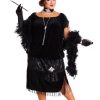 Fantasia de flapper preto tamanho plus size para mulheres – Plus Size Black Flapper Costume for Women