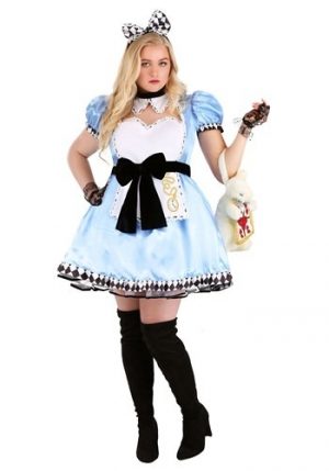 Fantasia feminina Sexy Alice no Pais das Maravilhas Pluz Size – Plus Size Women’s Alluring Alice Costume