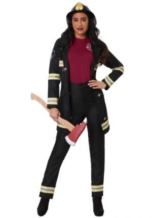 Fantasia feminina de bombeiro Plus Size – Plus Size Women’s Black Firefighter Costume