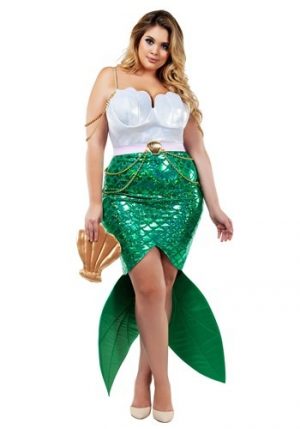 Fantasia feminino atraente e sereia de sereia do mar para mulheres – Plus Size Women’s Alluring Sea Siren Mermaid Costume