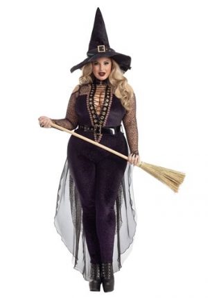 Fantasia feminino plus size de Bruxa violeta da meia-noite – Women’s Plus Size Midnight Violet Witch Costume