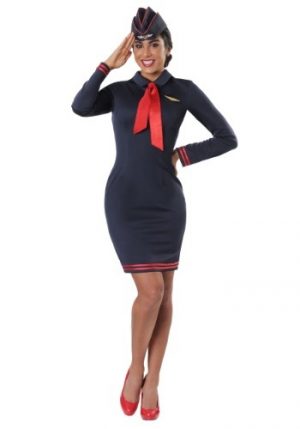 Fantasia feminino plus size de comissária de bordo – Women’s Plus Size Workin’ The Skies Flight Attendant Costume
