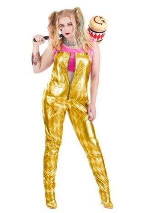 fantasia de macacão Harley Quinn Gold Plus Size para mulheres – Plus Size Harley Quinn Gold Overalls Costume for Women