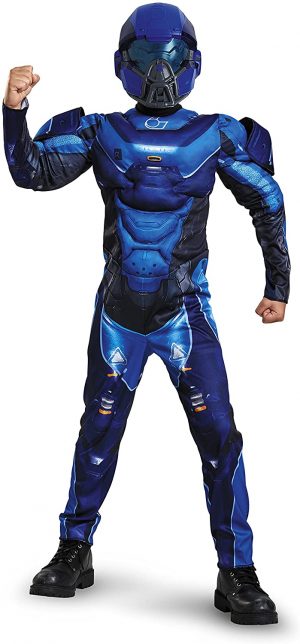 Fantasia Blue Spartano Halo – Blue Spartan Classic Muscle Halo Microsoft Costume