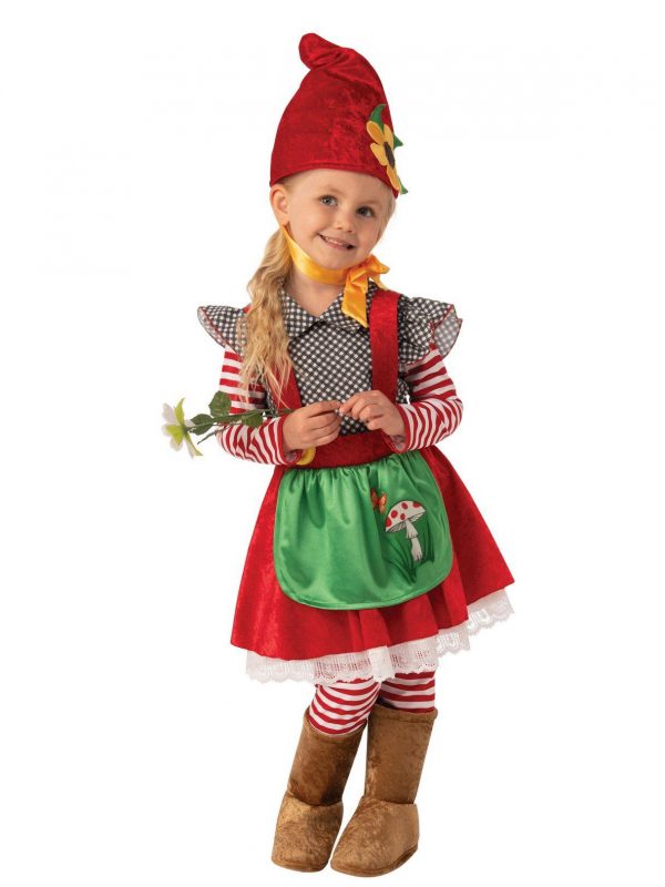 Fantasia de gnomo de jardim infantil – Garden Gnome Girl’s Costume